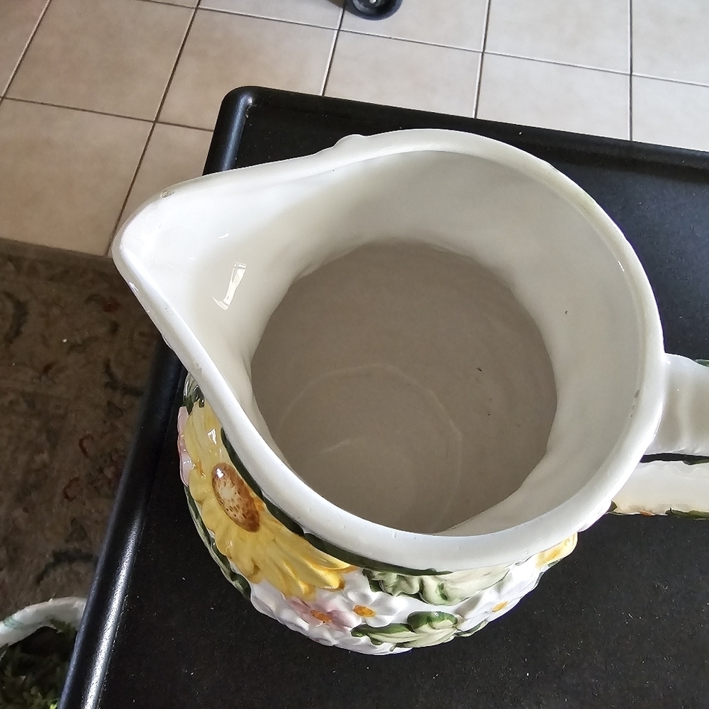 WCL China Ceramic Spring Bouquet Floral Art Pitcher - Picture 6 of 8